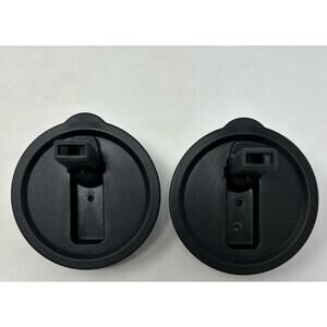 Replacement Lids Two Black Tumbler Lids Flip Up Exterior Straws 3" Top x 2 3/4"‎